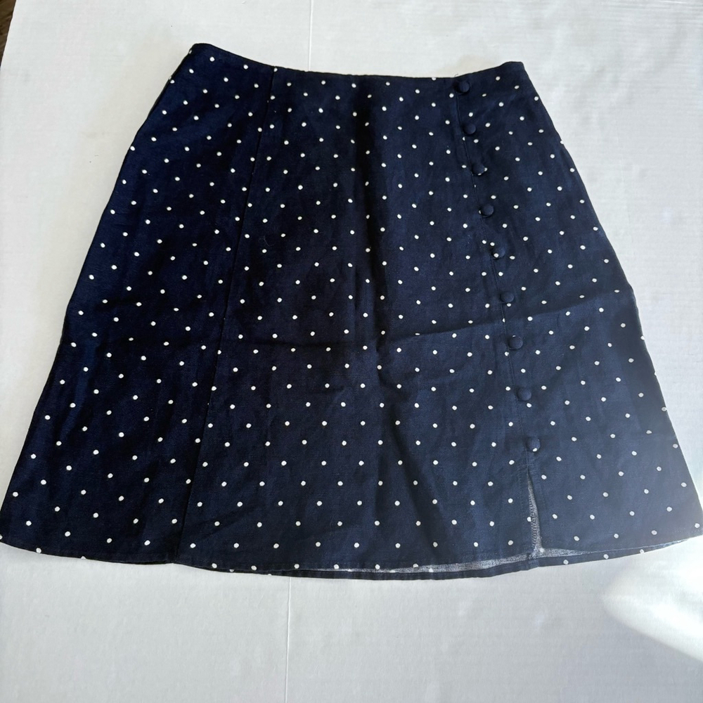 Women's LOFT Skirt Size 0P Blue Polka Dot A-Line